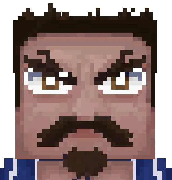 Portrait de personnage en pixel art, le capitaine
